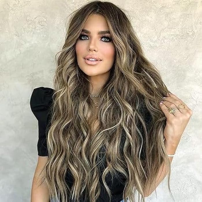 DILLARDS Long Wavy Ombre Wig, Brown To Ash Blonde, Heat Resistant Synthetic Hair, 26-Inch Length - Image 1